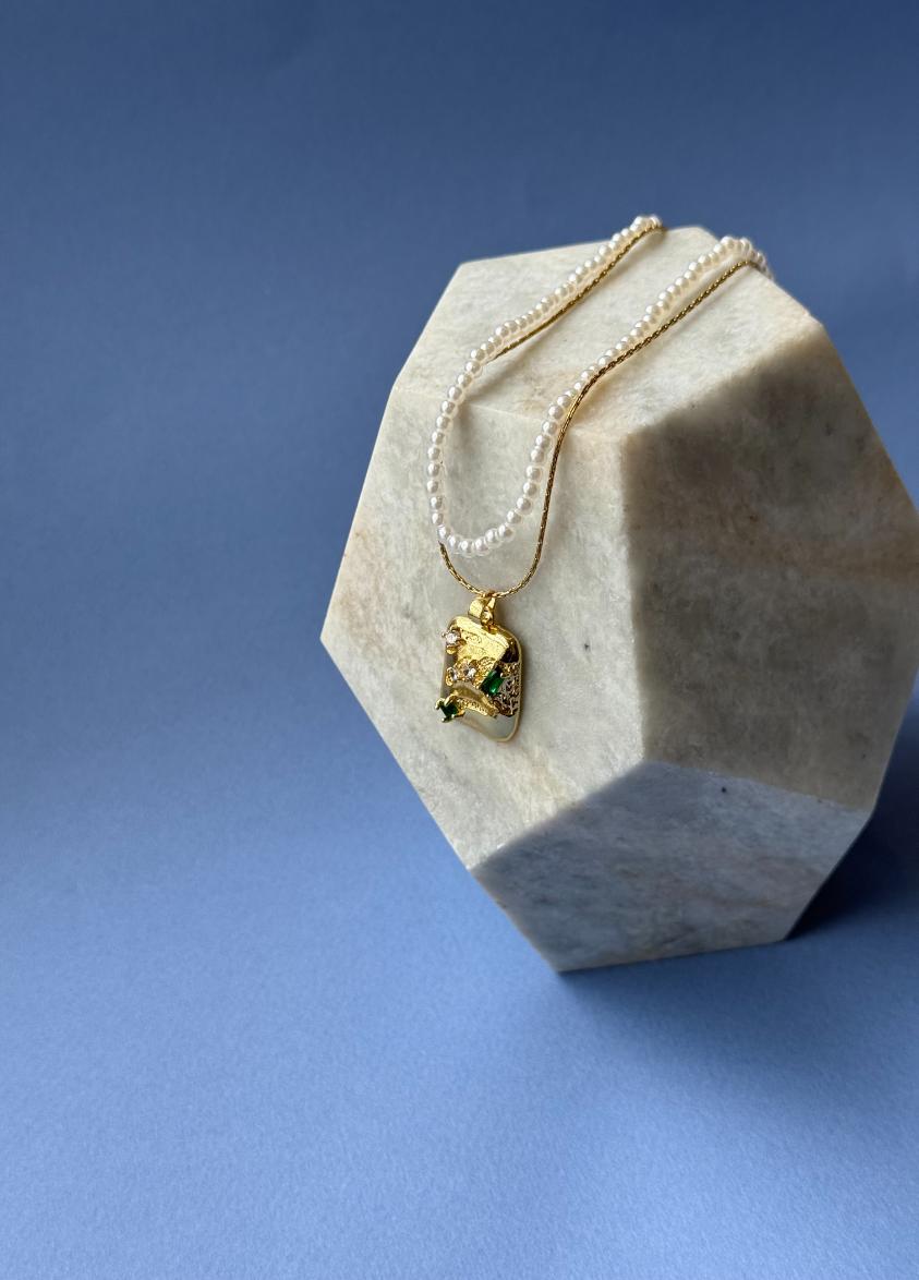 Moss & Pearl Artifact Pendant