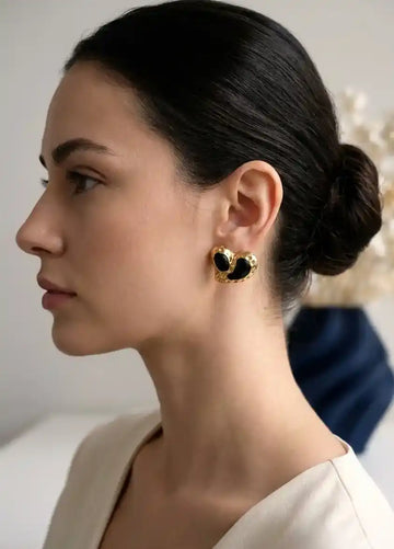 Onyx Heart Studs