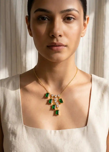 Green Stone Drop Necklace