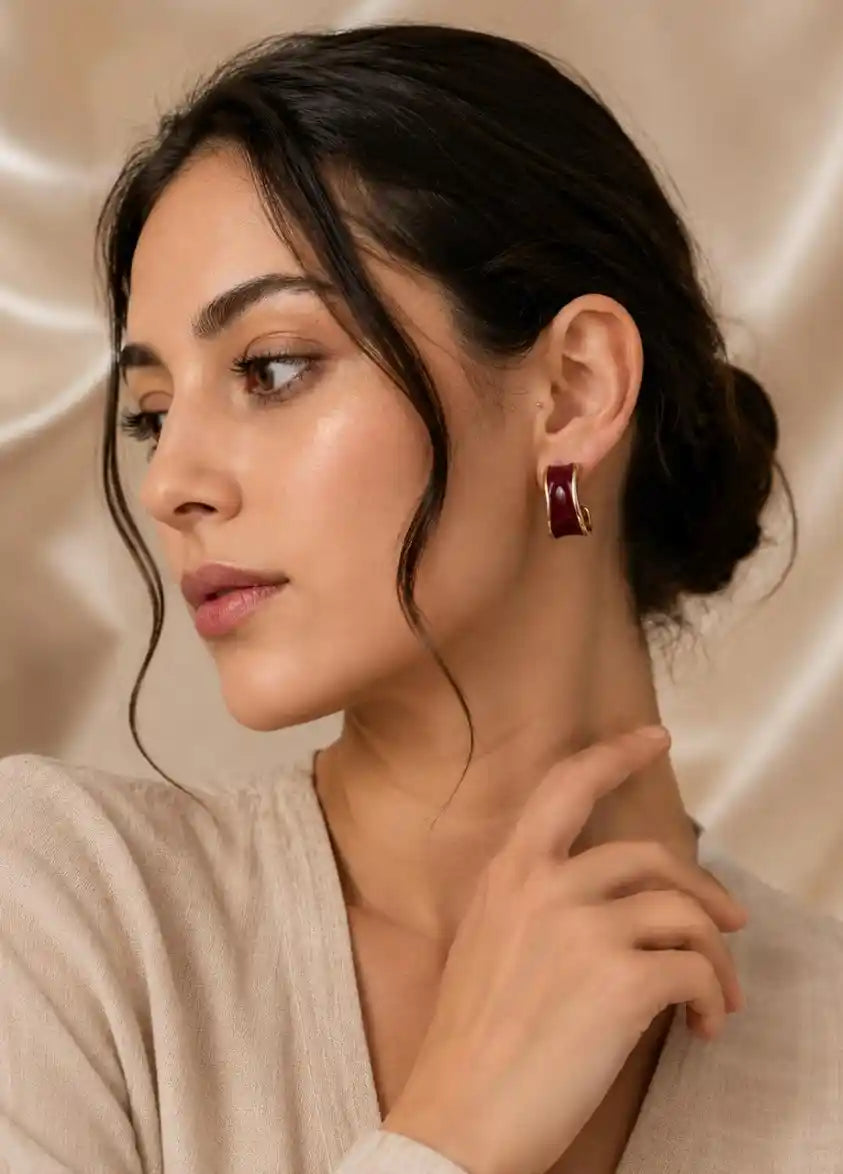 Crimson Curve Studs