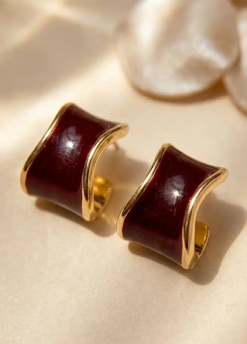 Crimson Curve Studs